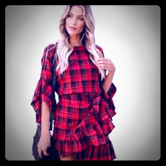 Vici Dresses & Skirts - Plaid wrap around dress
